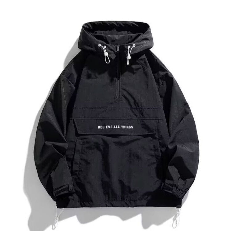 Half Zipper Pullover Men's Spring And Autumn New Hooded Fir Sweater
