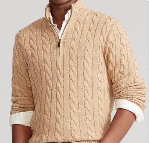 Small Embroidered Men's Sweater Half-height Zip Knitwear Business