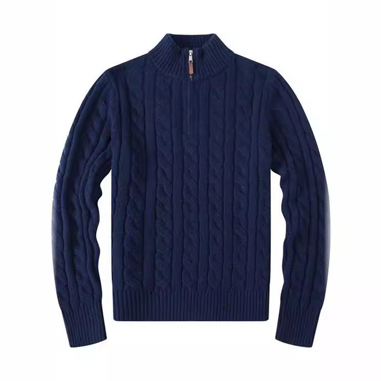 Small Embroidered Men's Sweater Half-height Zip Knitwear Business